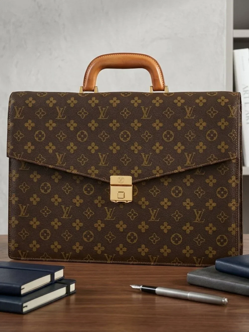 Louis Vuitton Monogram Briefcase Business Bag Portfolio Leather Hard-Sided Docum